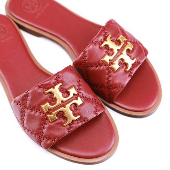 NIB Tory Burch QUILTED EVERLY Slide in Roma Red 6, 9, 9.5 - Picture 2 of 10